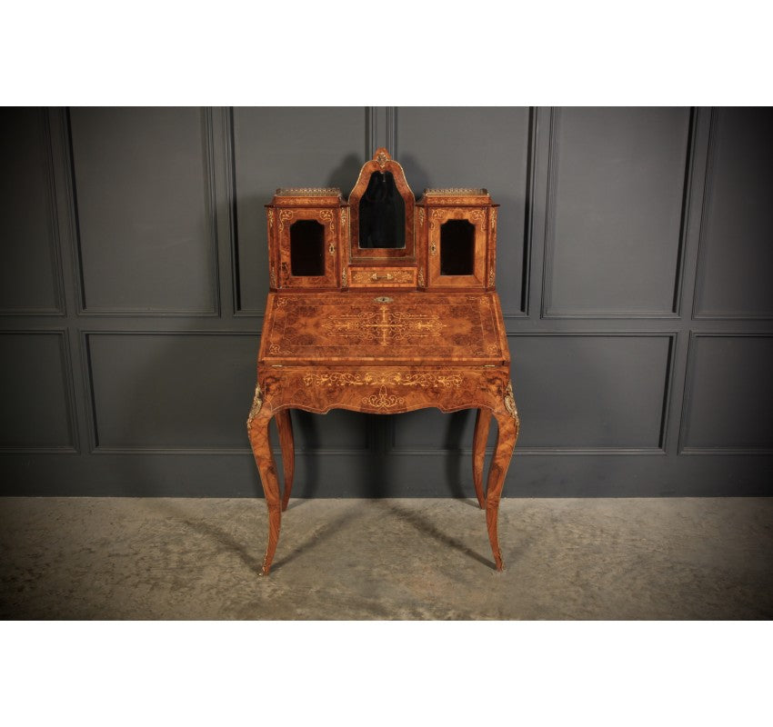 Victorian Inlaid Burr Walnut Ladies Writing Desk (bonheur De Jour)