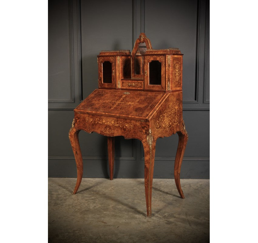 Victorian Inlaid Burr Walnut Ladies Writing Desk (bonheur De Jour)