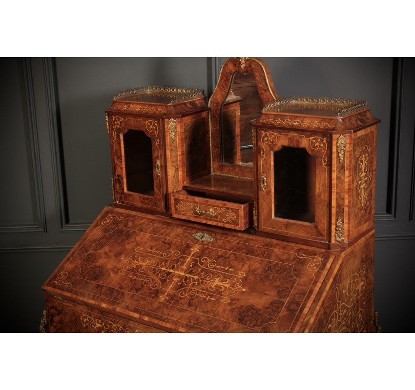 Victorian Inlaid Burr Walnut Ladies Writing Desk (bonheur De Jour)