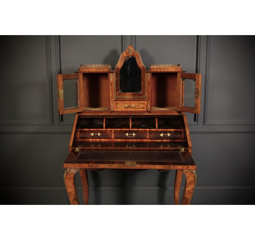 Victorian Inlaid Burr Walnut Ladies Writing Desk (bonheur De Jour)