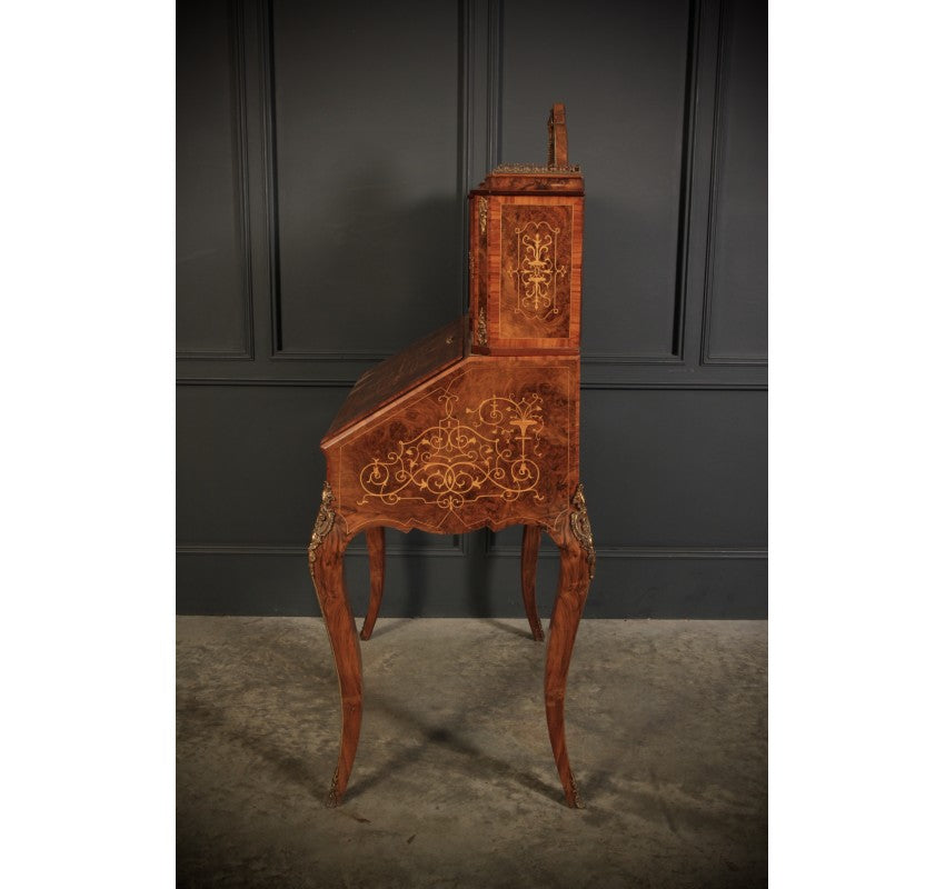 Victorian Inlaid Burr Walnut Ladies Writing Desk (bonheur De Jour)