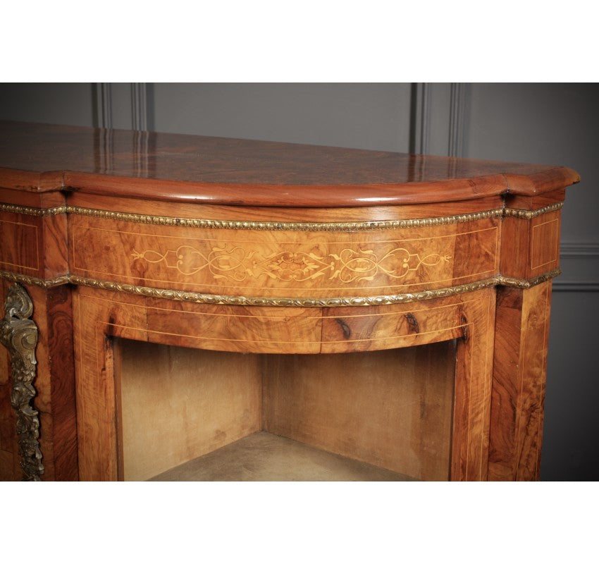 Victorian Inlaid Walnut Credenza Side Cabinet
