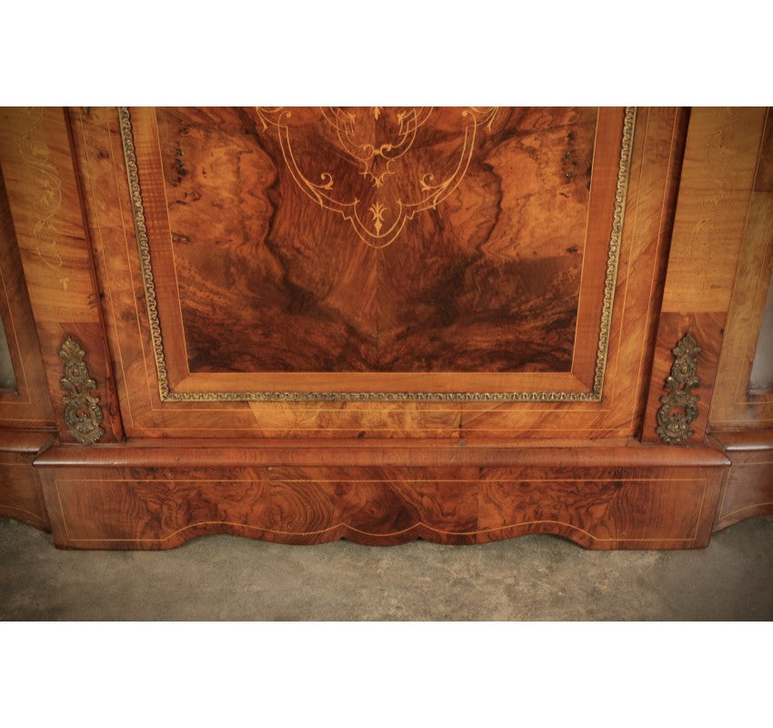 Victorian Inlaid Walnut Credenza Side Cabinet