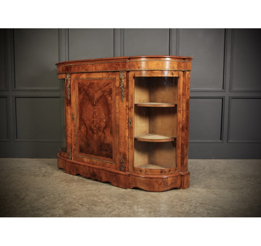 Victorian Inlaid Walnut Credenza Side Cabinet