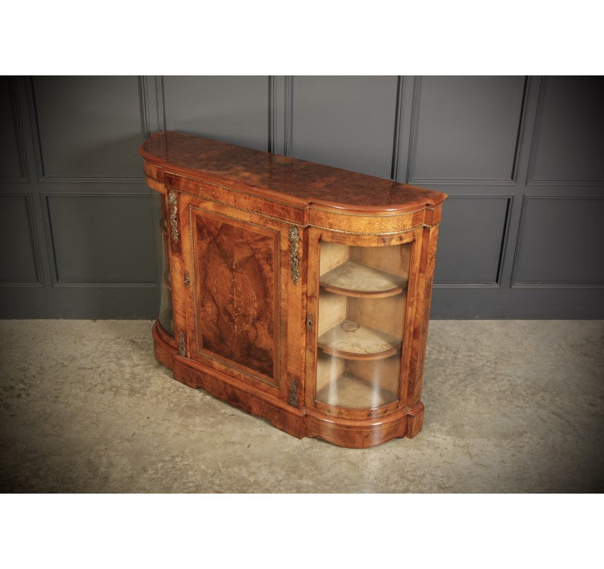 Victorian Inlaid Walnut Credenza Side Cabinet