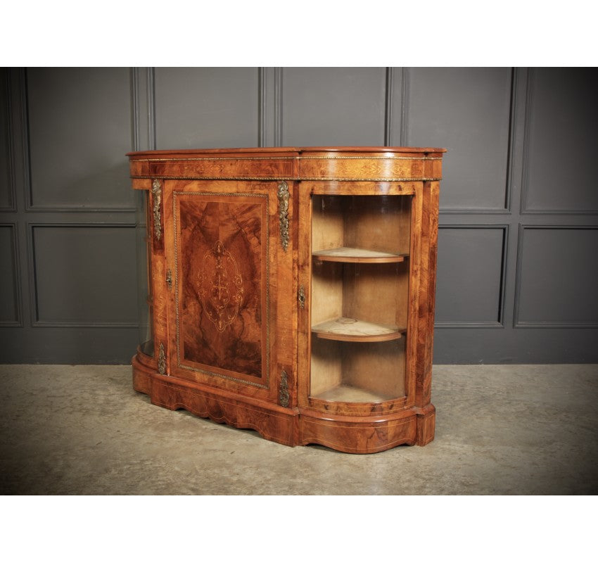 Victorian Inlaid Walnut Credenza Side Cabinet