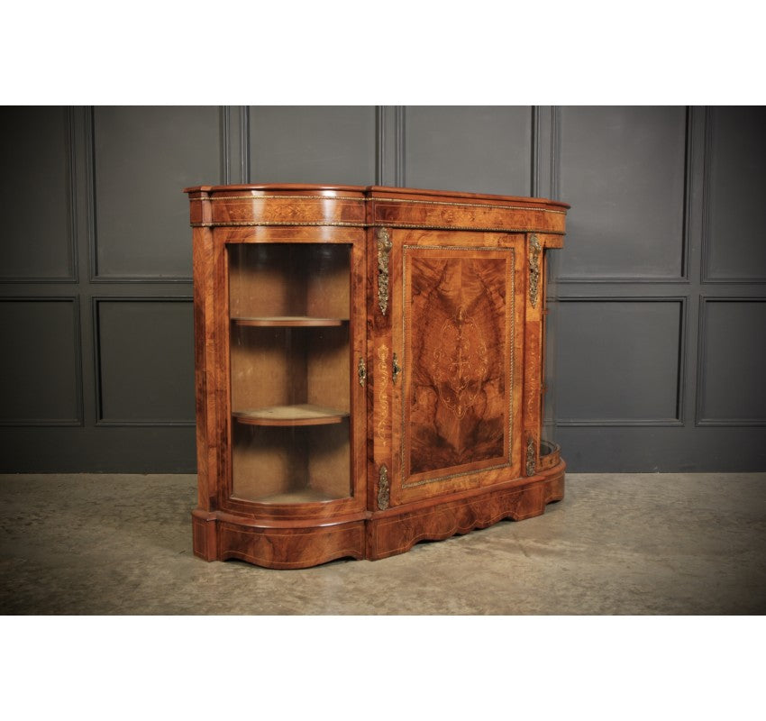 Victorian Inlaid Walnut Credenza Side Cabinet