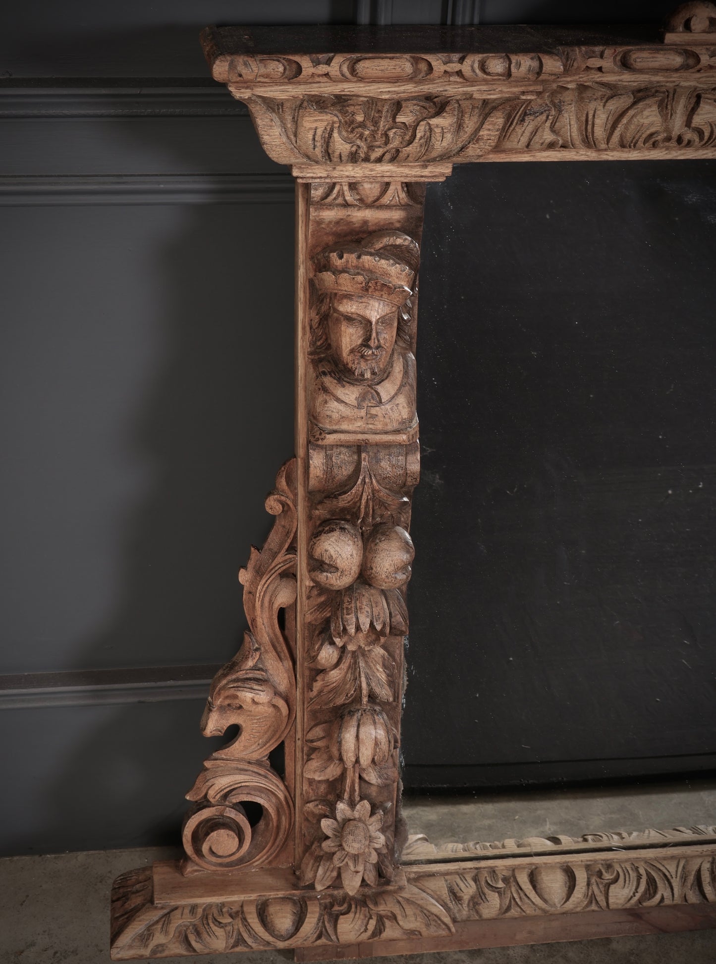 Large Victorian Carved Oak Overmantel Mirror
