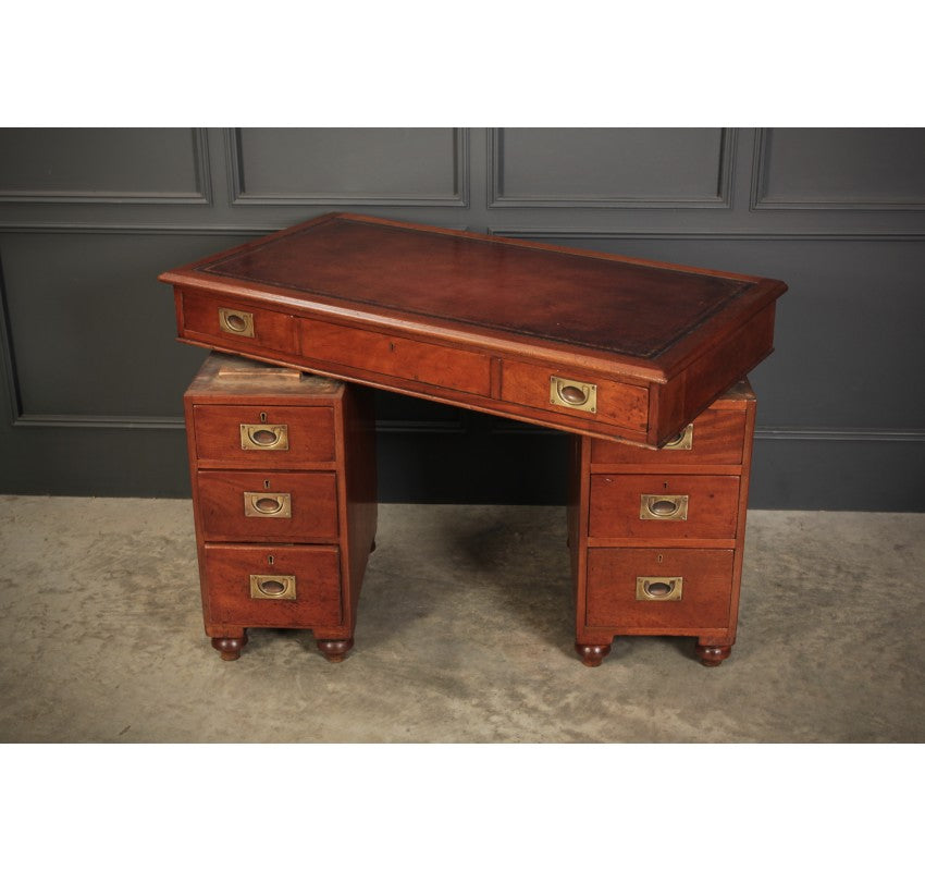 Victorian Mahogany Military Campaign Desk