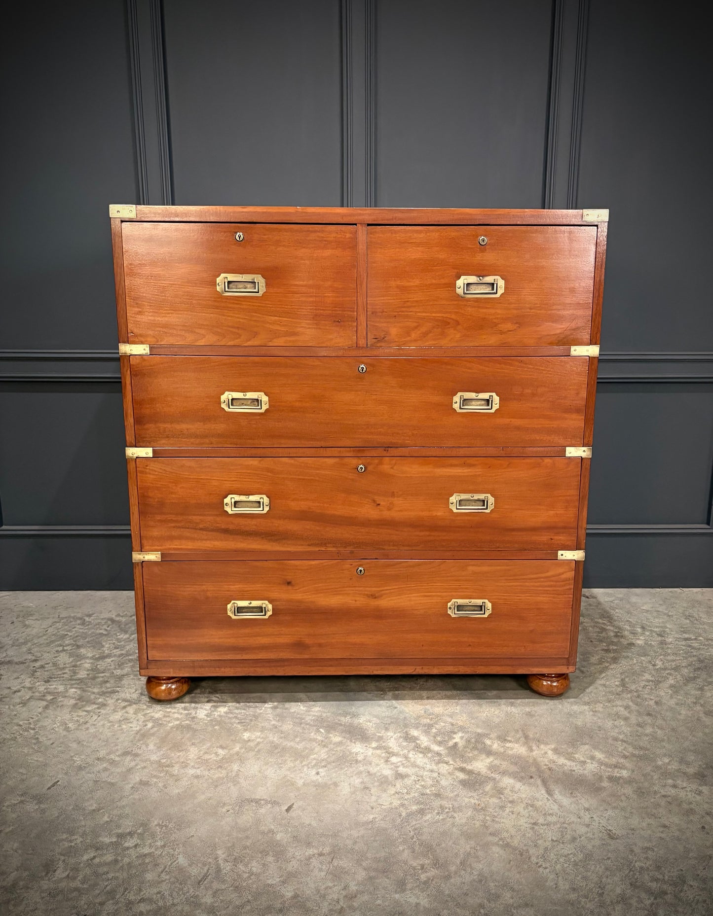 Victorian Mahogany Military Campaign Secretaire Chest
