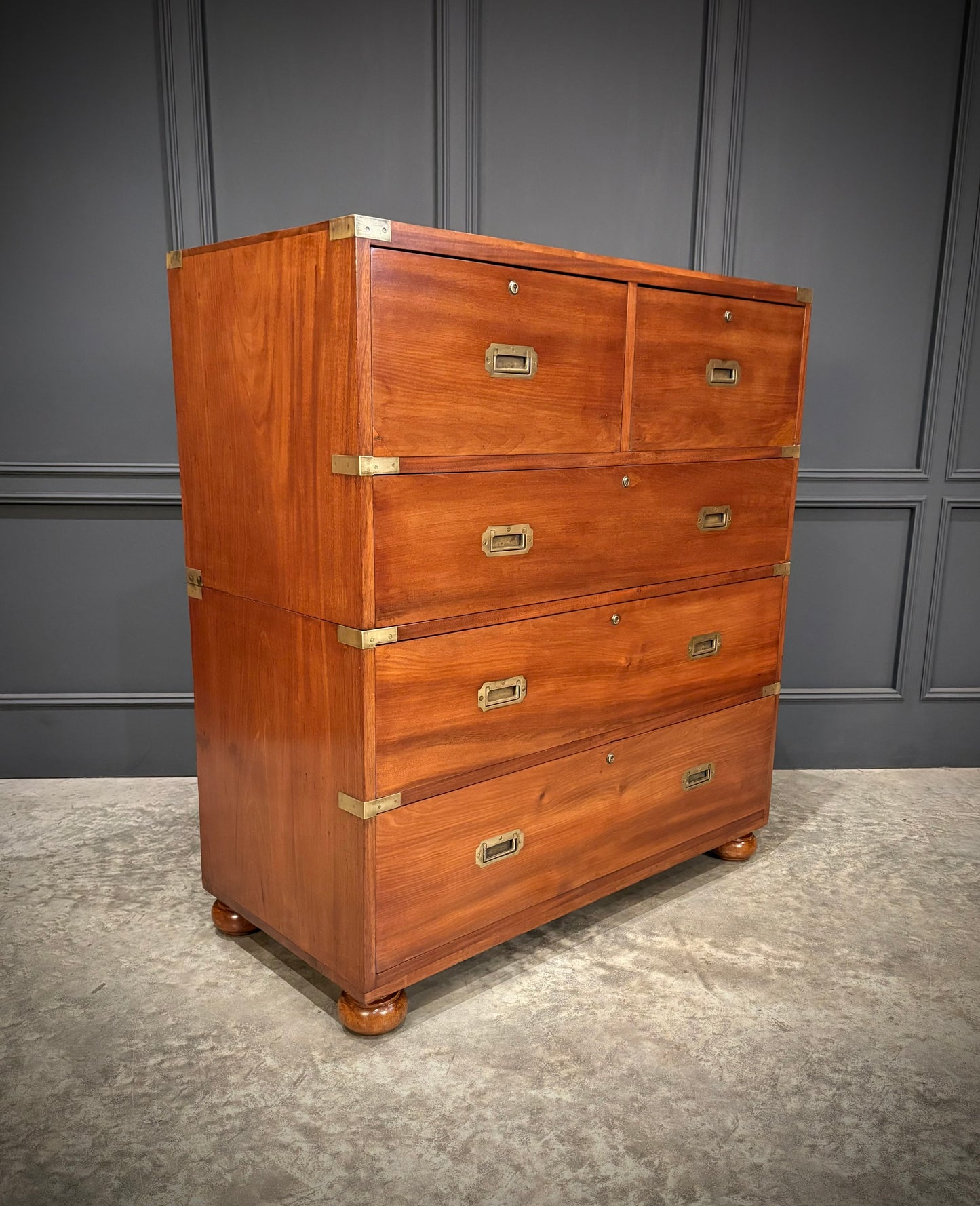 Victorian Mahogany Military Campaign Secretaire Chest