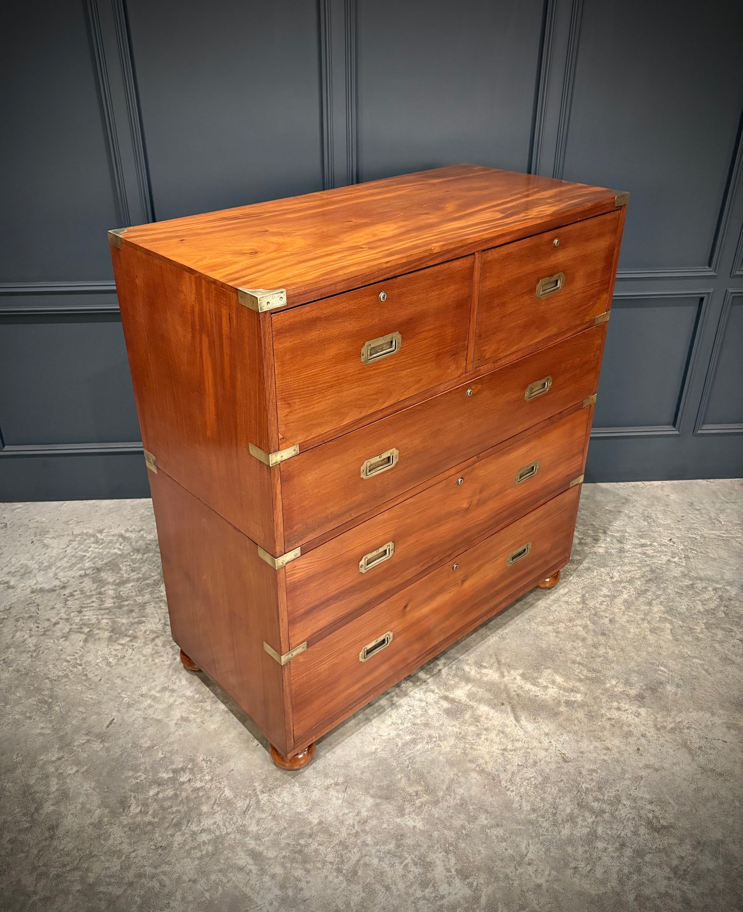 Victorian Mahogany Military Campaign Secretaire Chest