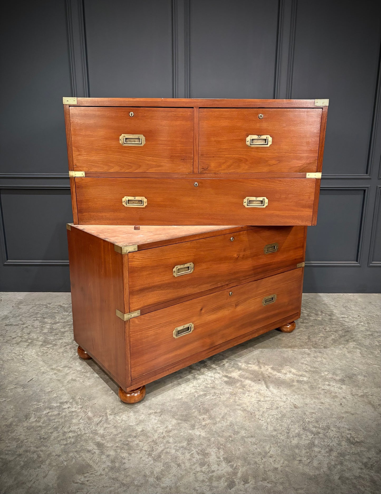 Victorian Mahogany Military Campaign Secretaire Chest
