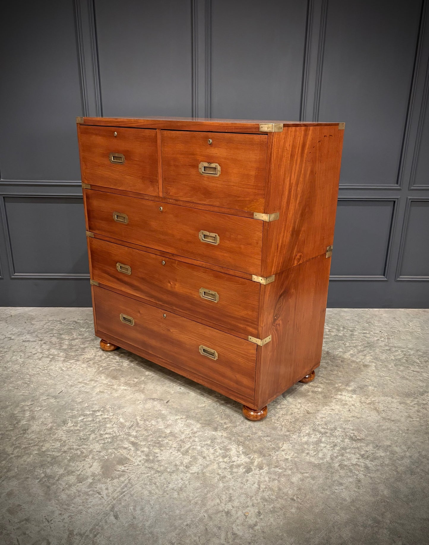 Victorian Mahogany Military Campaign Secretaire Chest