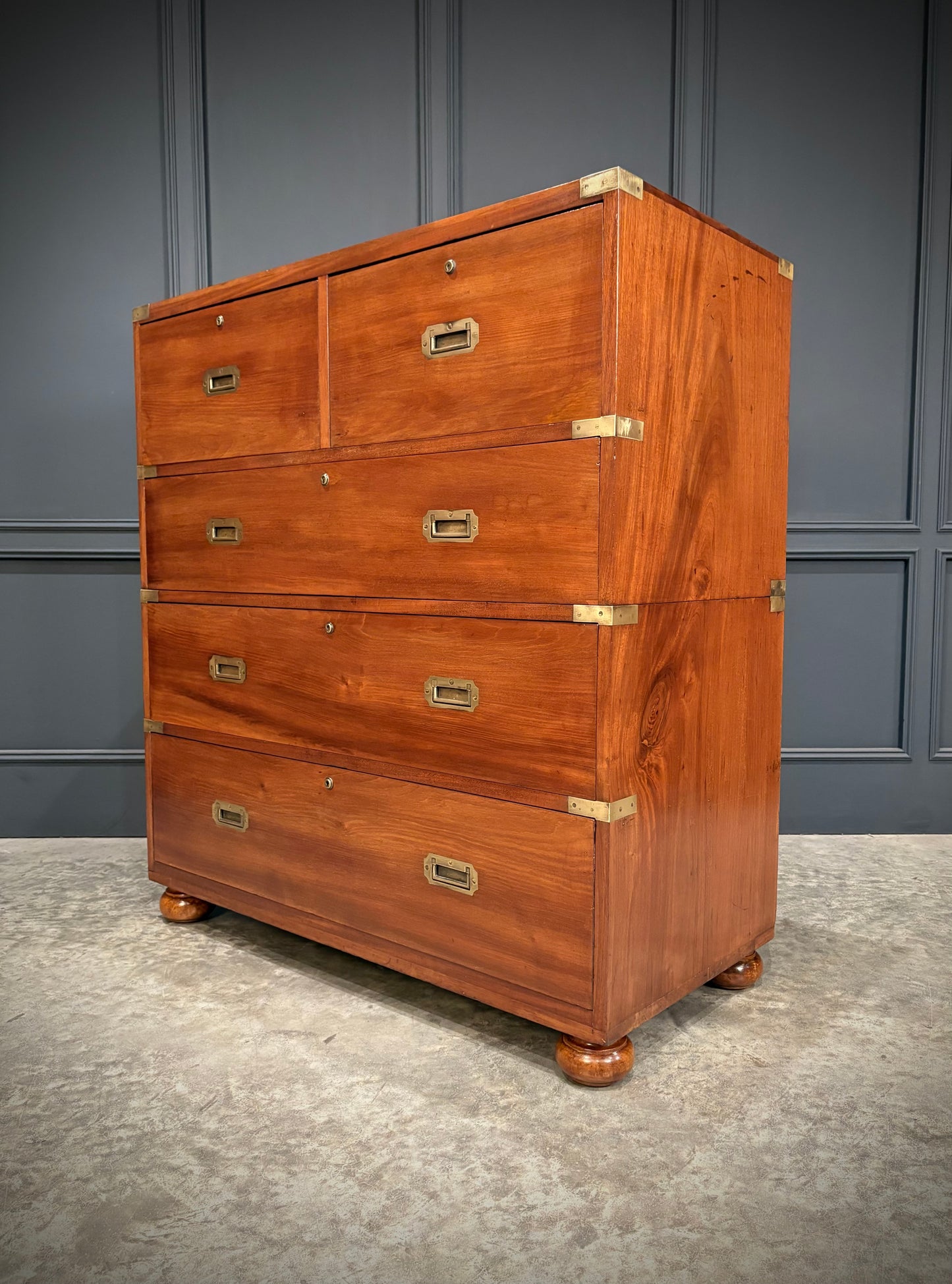 Victorian Mahogany Military Campaign Secretaire Chest