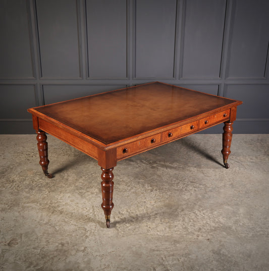 Victorian Mahogany & Amboyna Writing Table by Bulstrode Cambridge