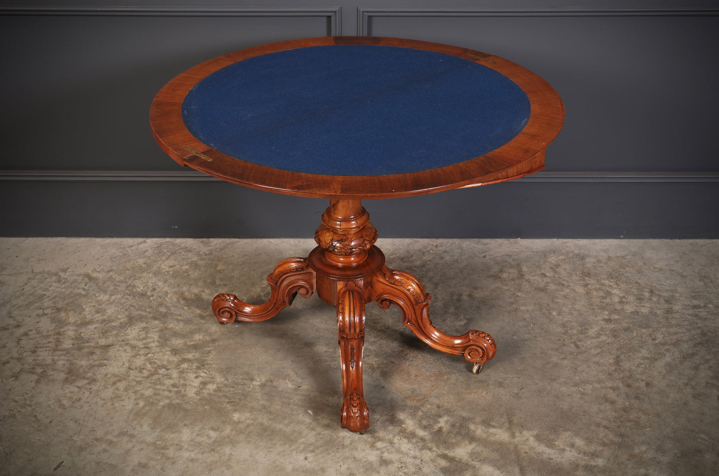 Victorian Marquetry Inlaid Burr Walnut Card Table