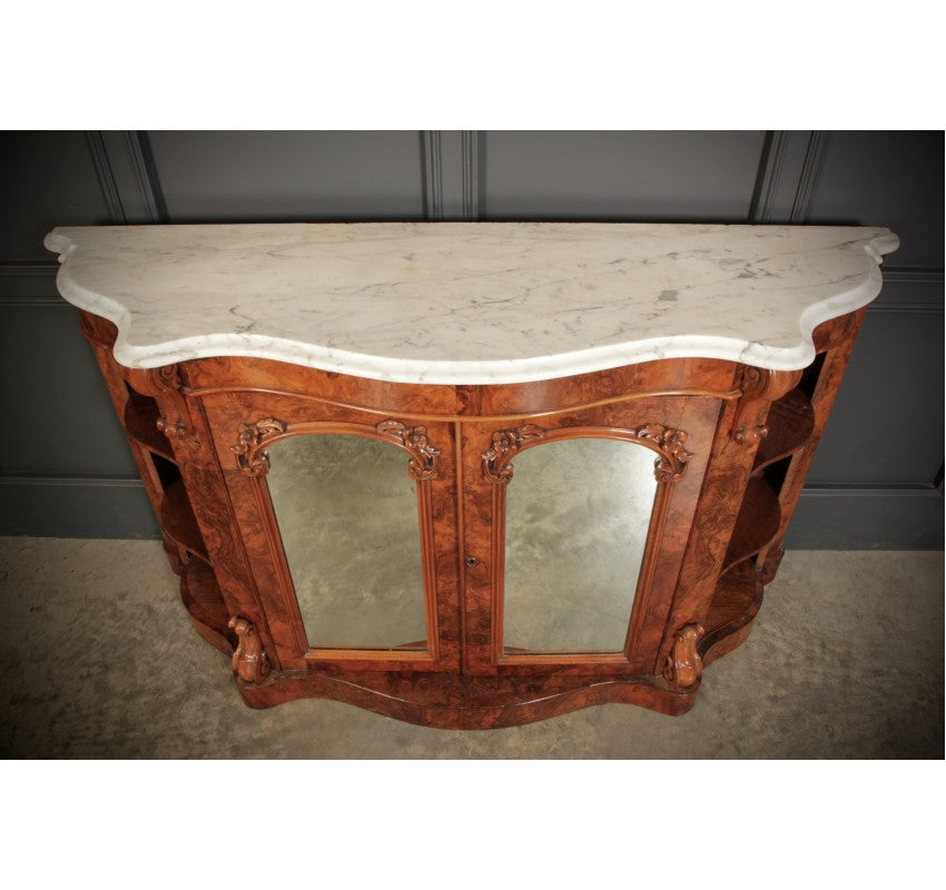 Victorian Shaped Walnut Side Cabinet Credenza