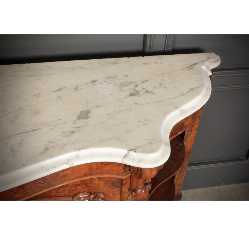 Victorian Shaped Walnut Side Cabinet Credenza