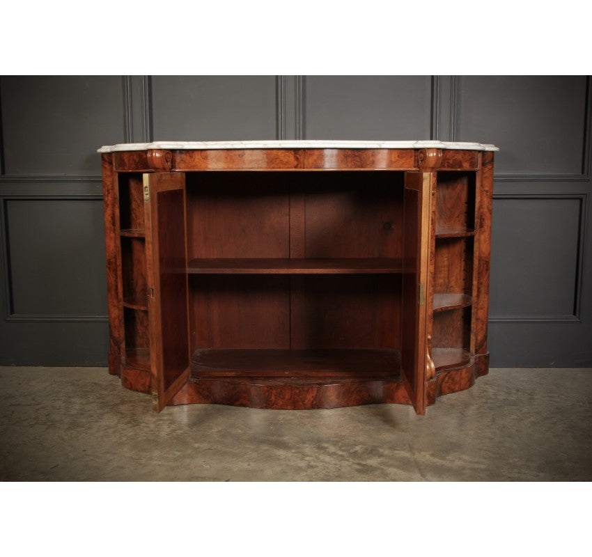 Victorian Shaped Walnut Side Cabinet Credenza