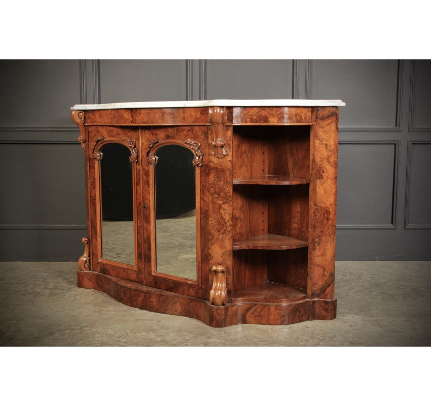 Victorian Shaped Walnut Side Cabinet Credenza