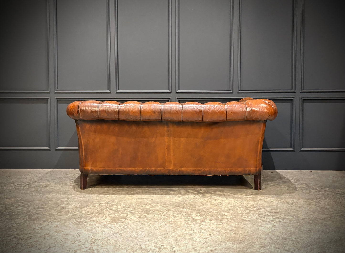 Victorian Buttoned Leather Drop-Arm Chesterfield Sofa
