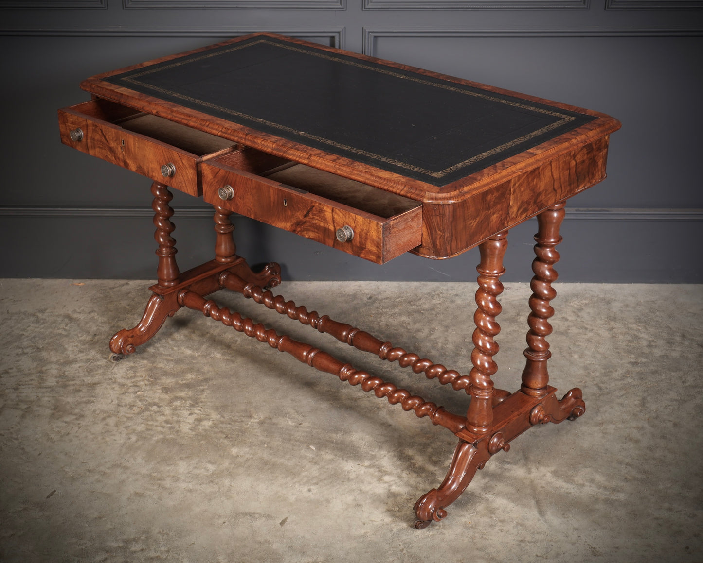 Victorian Walnut Library Writing Table