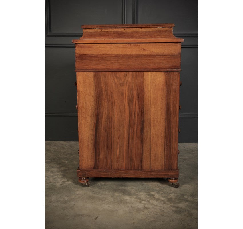 Victorian Walnut Marquetry Inlaid Davenport Desk