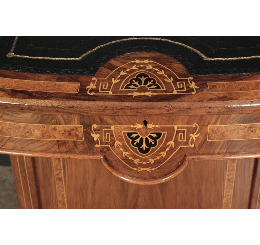 Victorian Walnut Marquetry Inlaid Davenport Desk