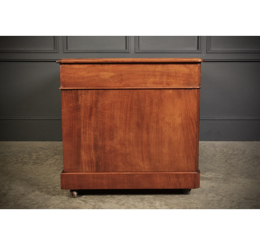 Victorian Walnut & Leather Pedestal Desk