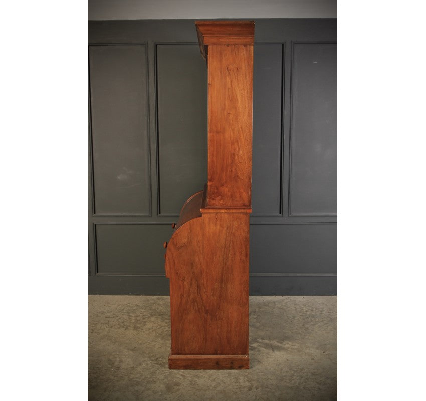 Walnut Cylinder Bureau Bookcase