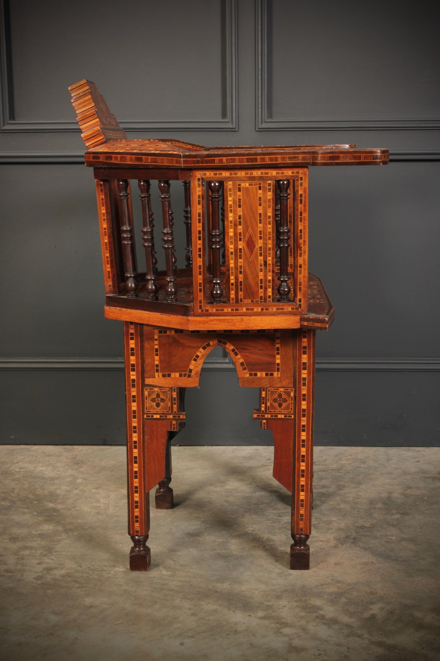 Pair Of Damascus Syrian Moorish Inlaid Armchairs
