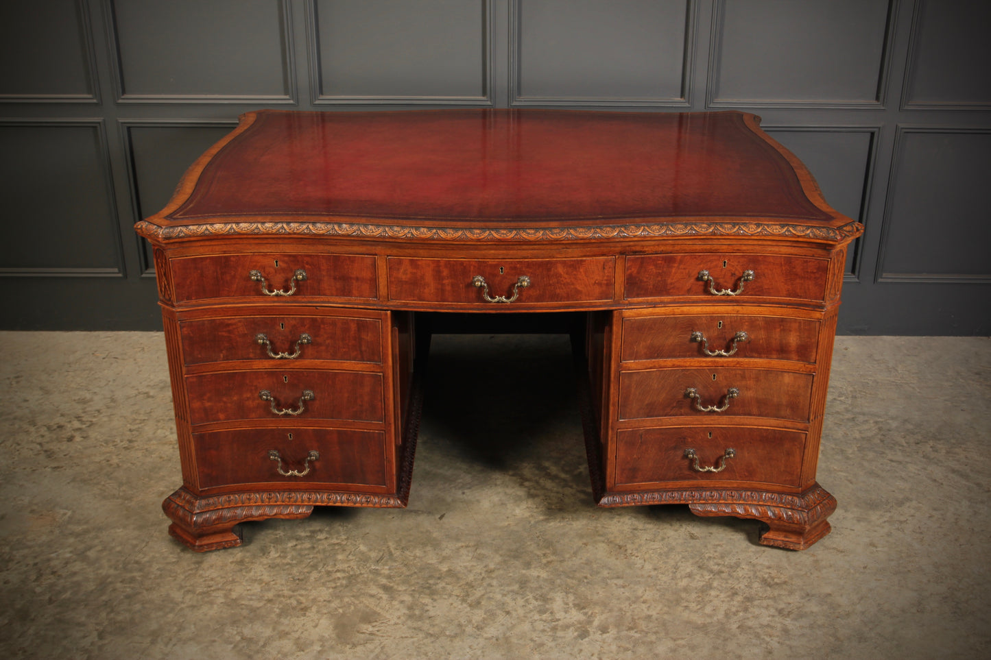 Magnificent Serpentine Mahogany Partners Desk