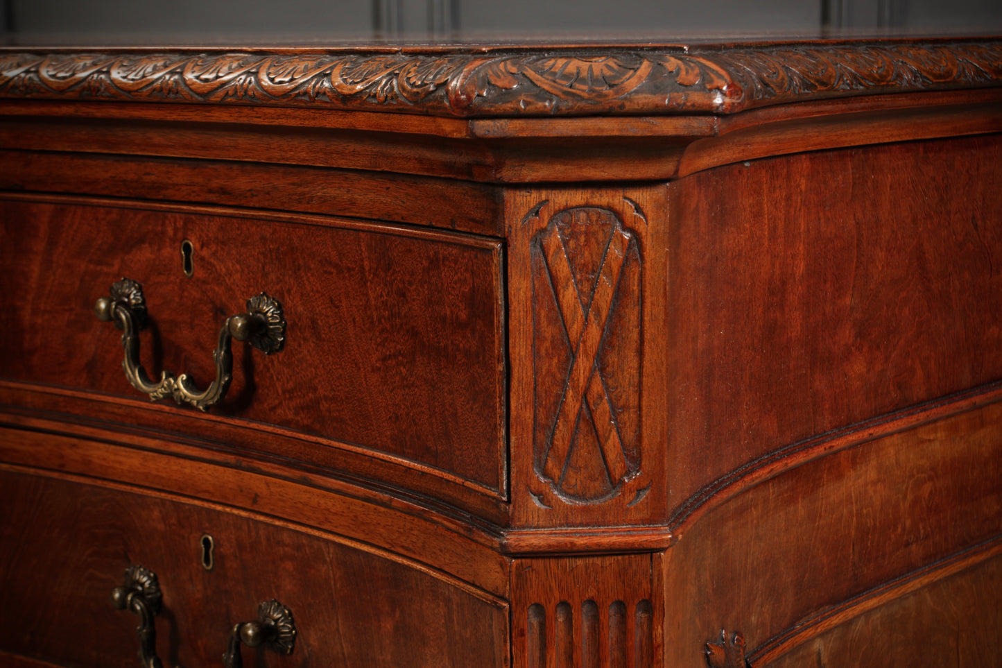 Magnificent Serpentine Mahogany Partners Desk