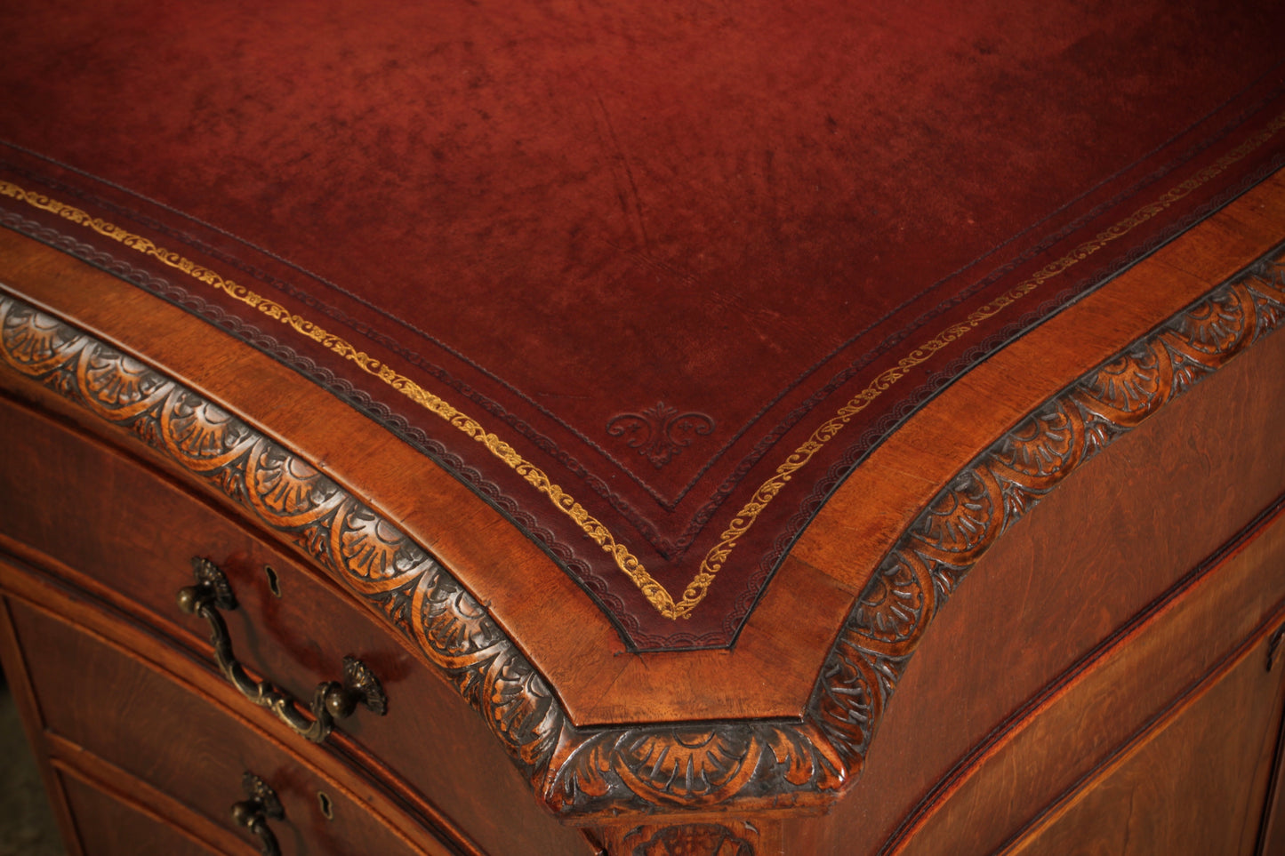 Magnificent Serpentine Mahogany Partners Desk