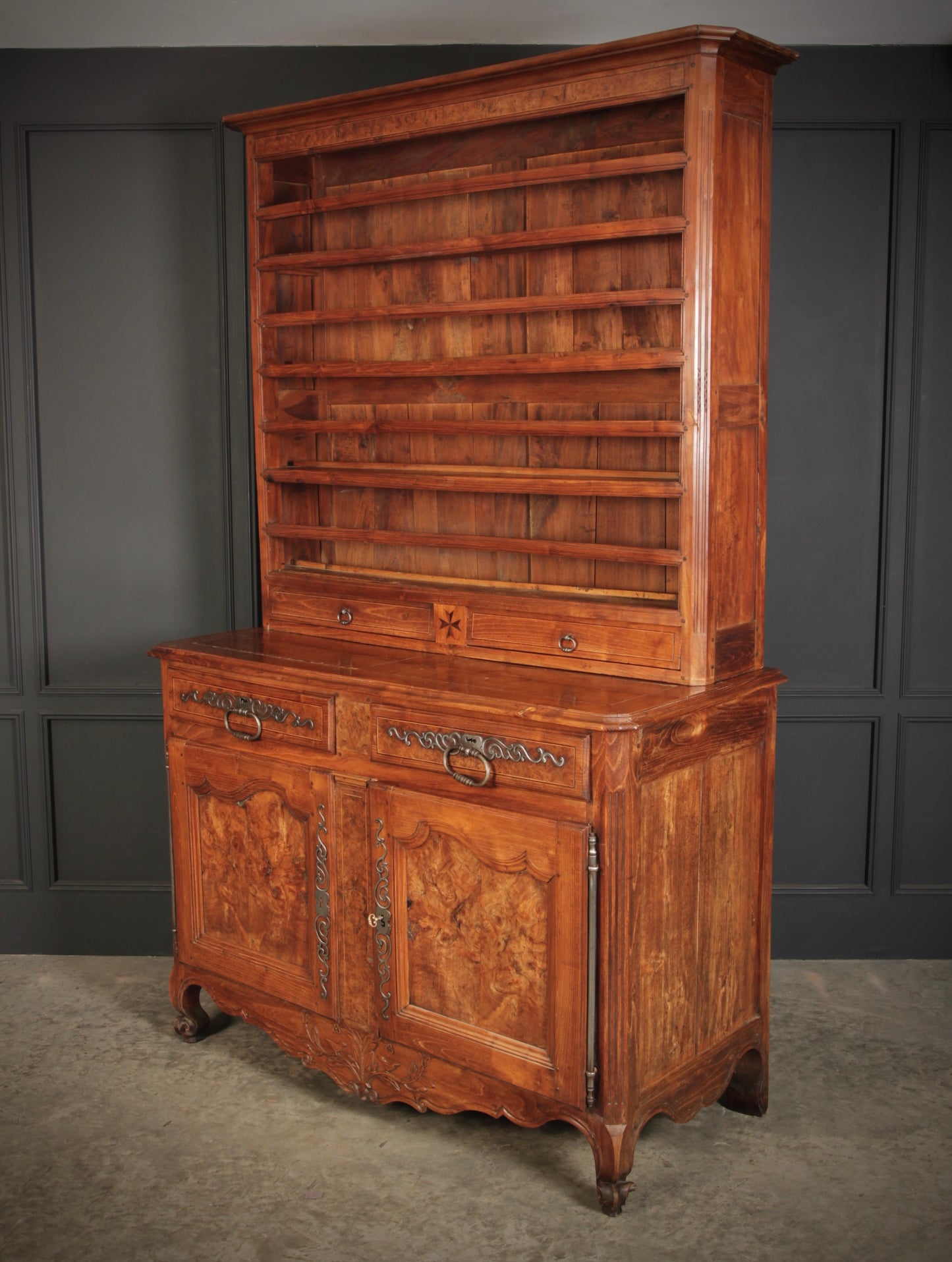Large 18th Century Cherrywood & Walnut Dresser