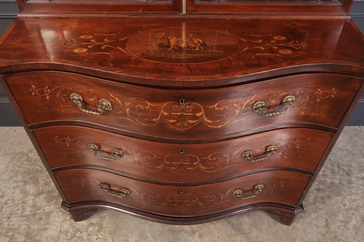 Rare George III Marquetry Inlaid Mahogany Bookcase