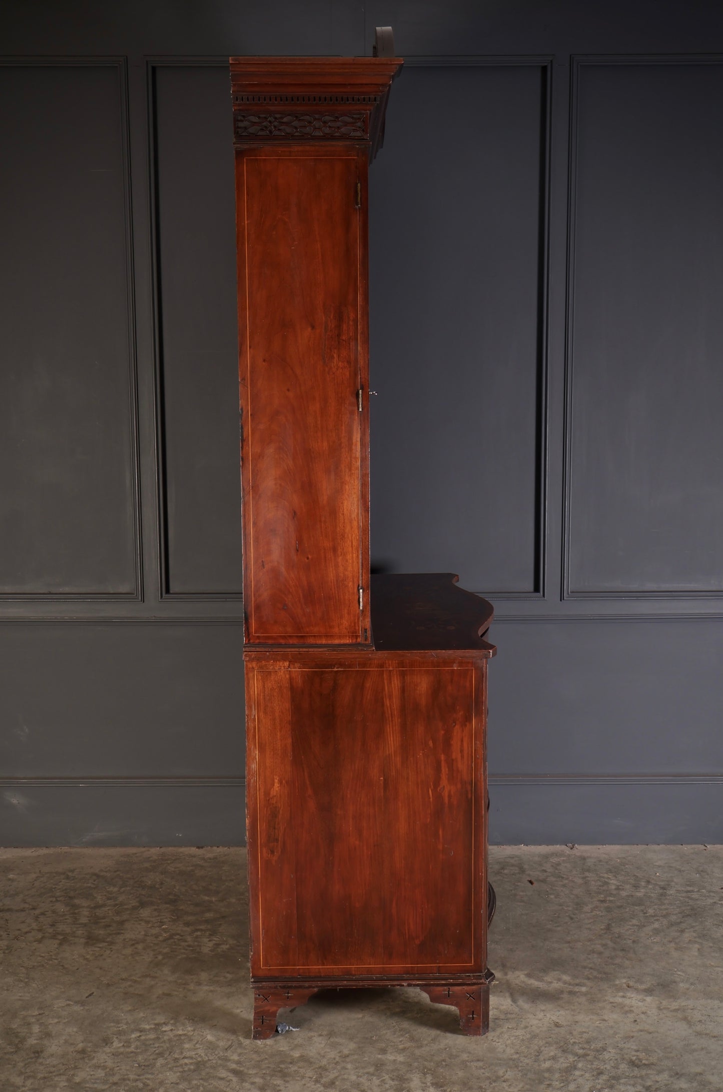 Rare George III Marquetry Inlaid Mahogany Bookcase