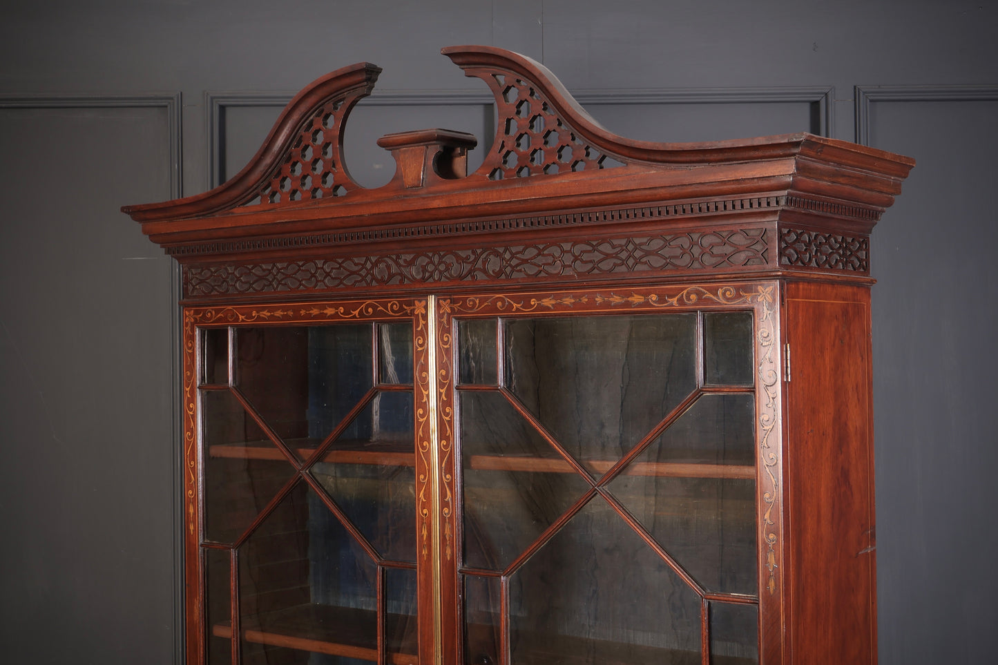 Rare George III Marquetry Inlaid Mahogany Bookcase
