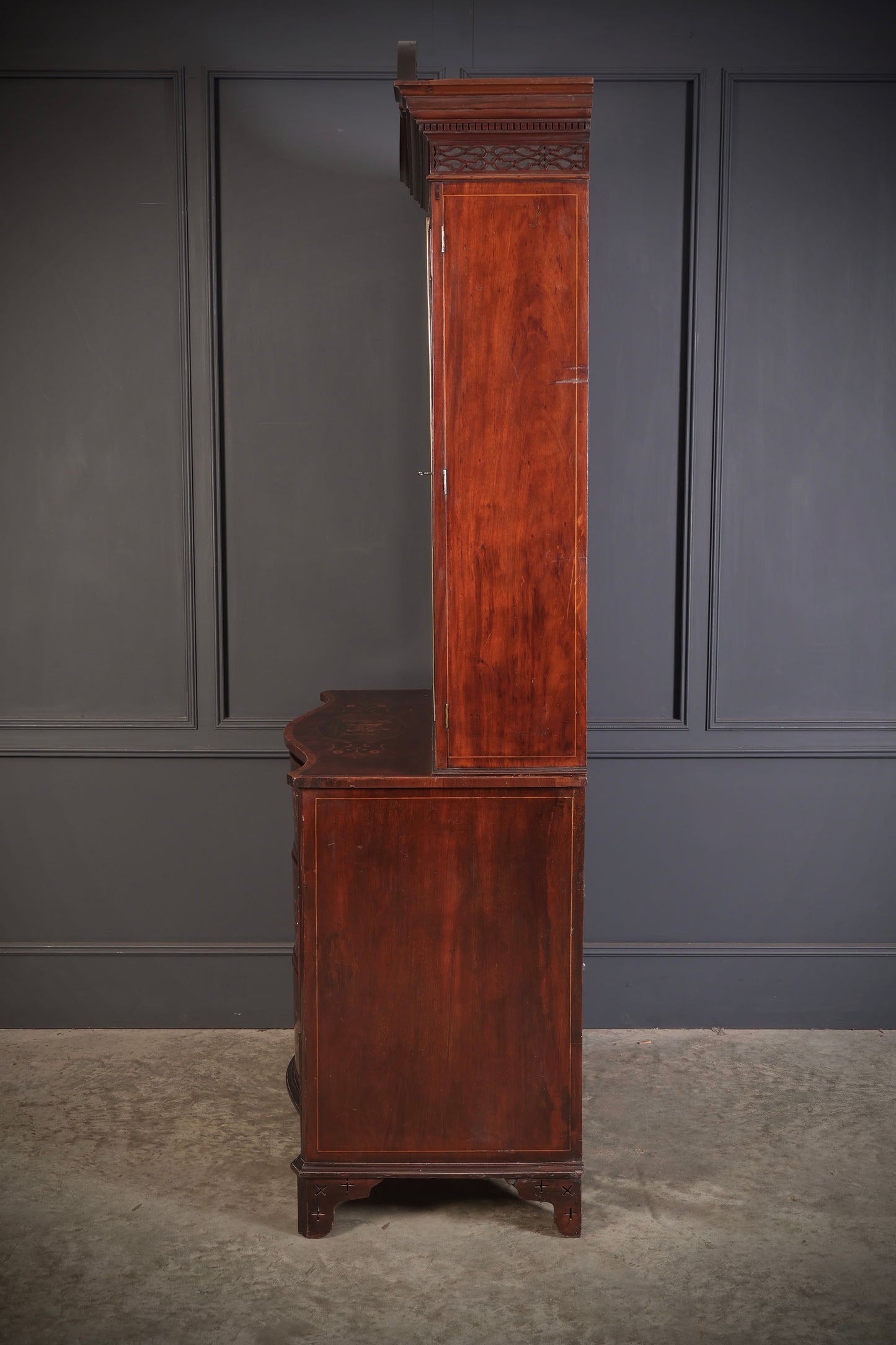 Rare George III Marquetry Inlaid Mahogany Bookcase