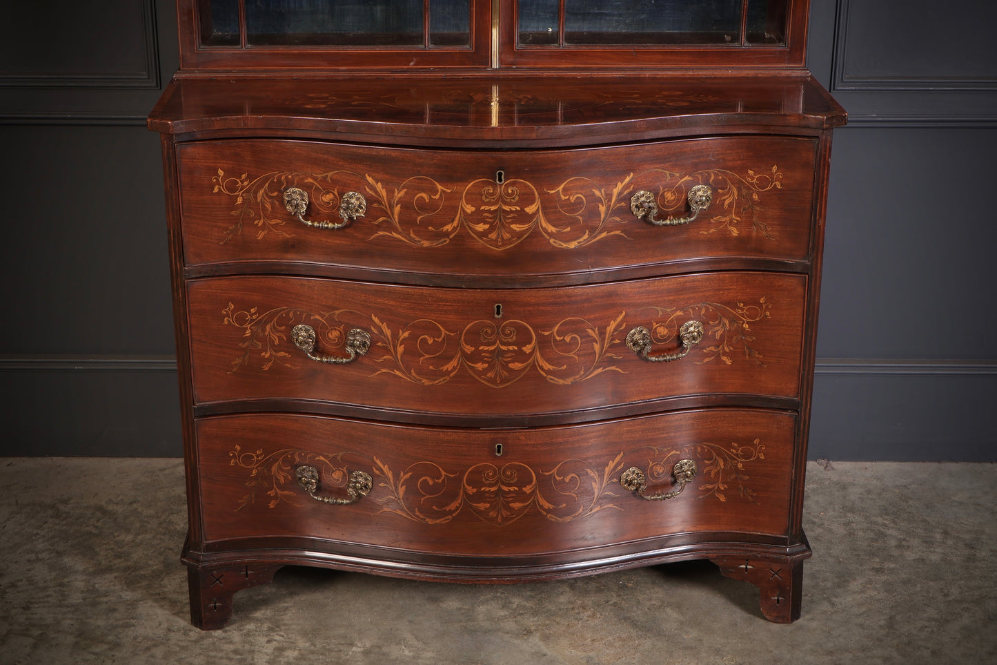 Rare George III Marquetry Inlaid Mahogany Bookcase