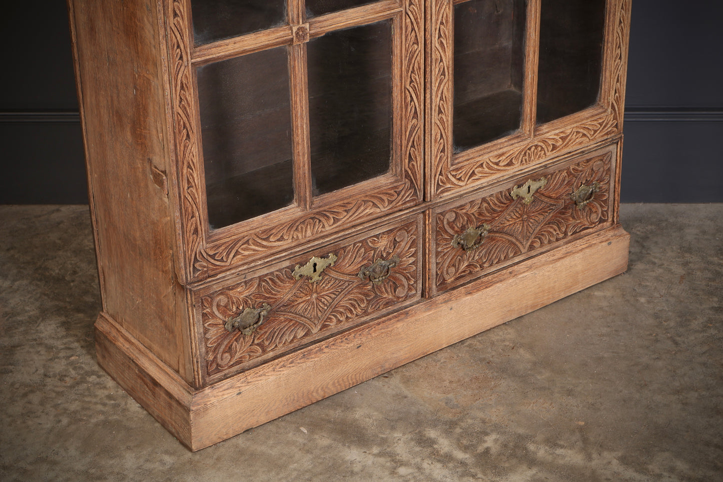 18th Century Carved Oak Glazed Bookcase