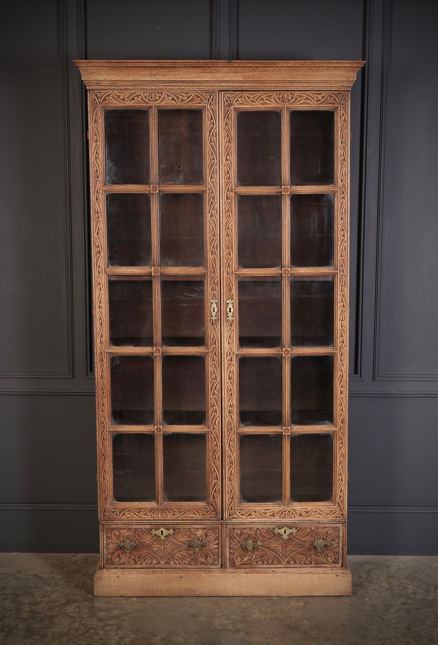 18th Century Carved Oak Glazed Bookcase