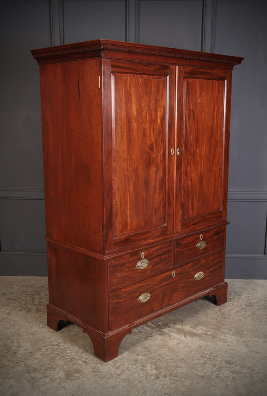 18th Century Mahogany Bachelors Wardrobe