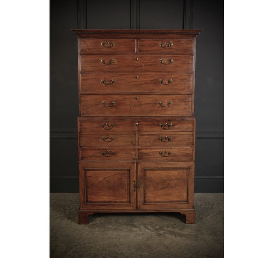 18th Century Mahogany Tallboy Architects Secrétaire Chest on Chest