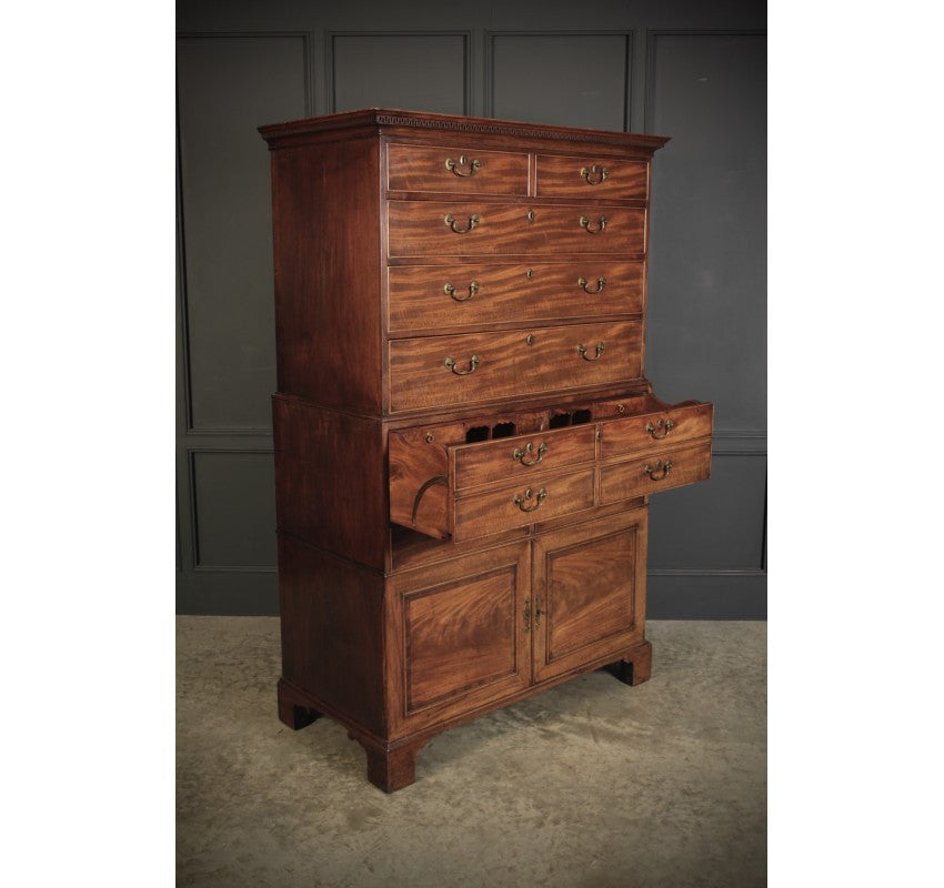 18th Century Tall Mahogany Architects Secrétaire Chest