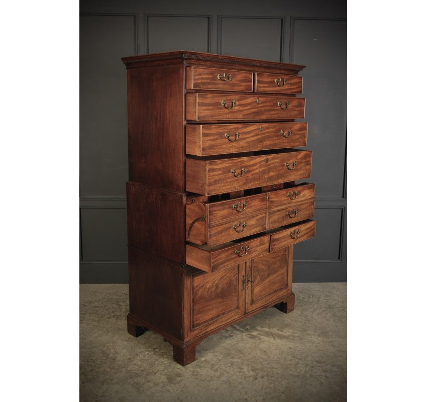 18th Century Tall Mahogany Architects Secrétaire Chest