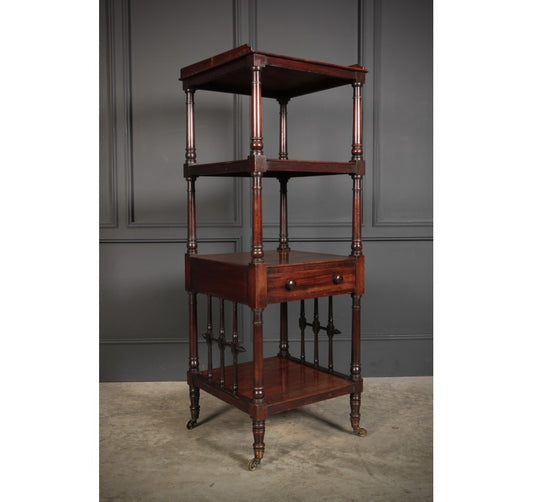 19th Century Slim 4 Tier Mahogany Whatnot