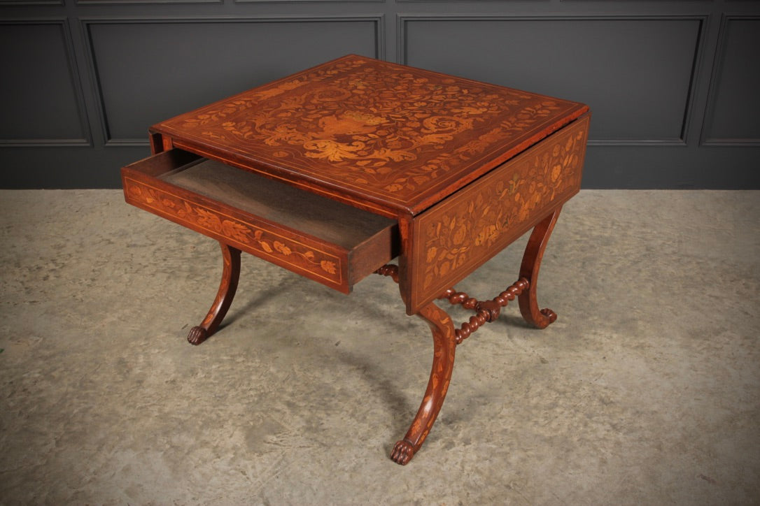 Dutch Marquetry Inlaid Walnut Sofa Table