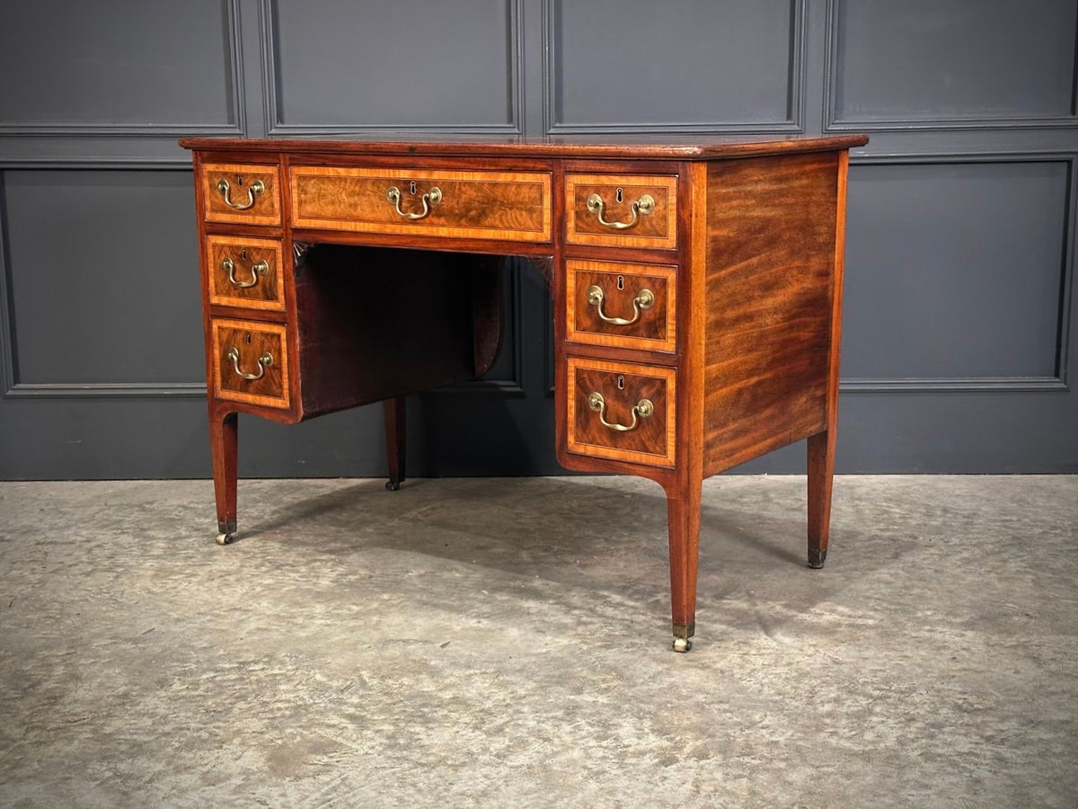18th Century Marquetry Inlaid Mahogany Writing Desk